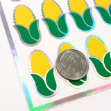 Corn Stickers, set of 40 peel and stick vegetable vinyl decal stickers for garden markers, recipe cards and scrapbook embellishments.
