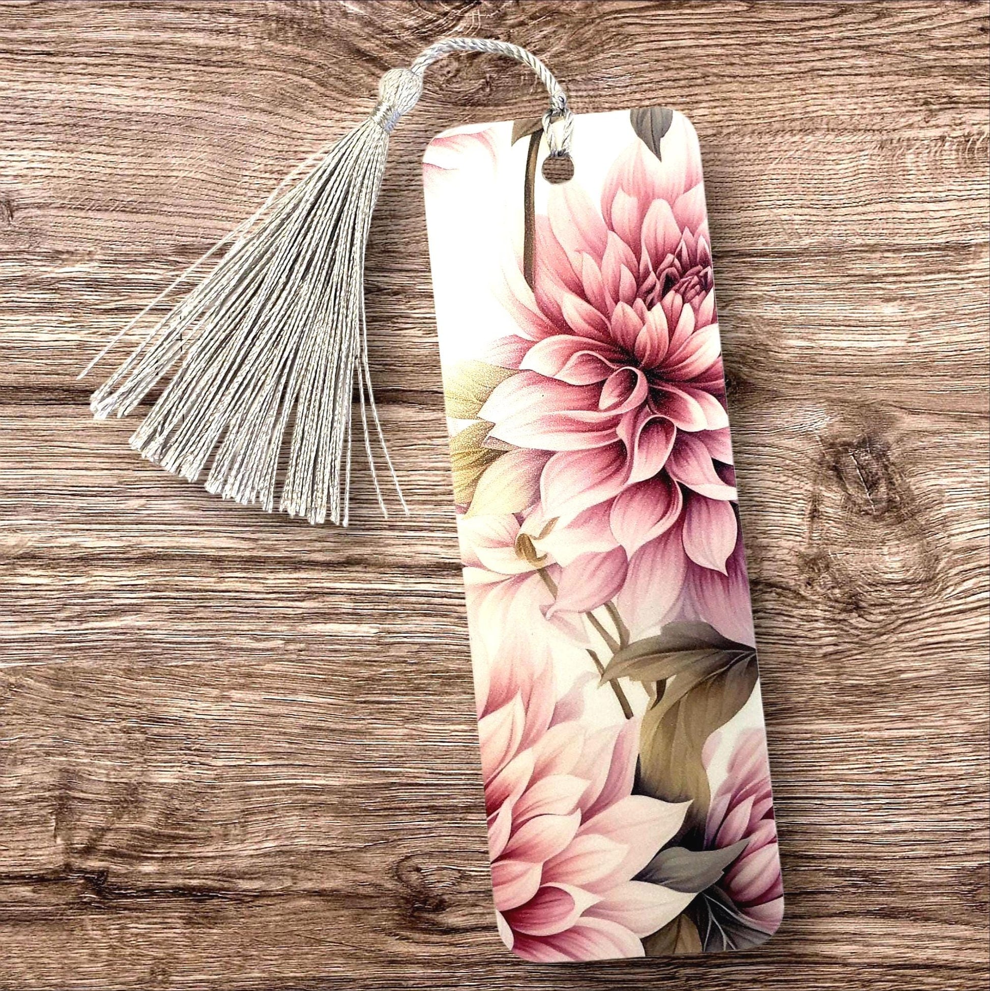 Pink Dahlia Flower Bookmark