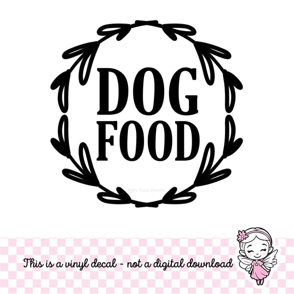 Dog food decal with wreath detail