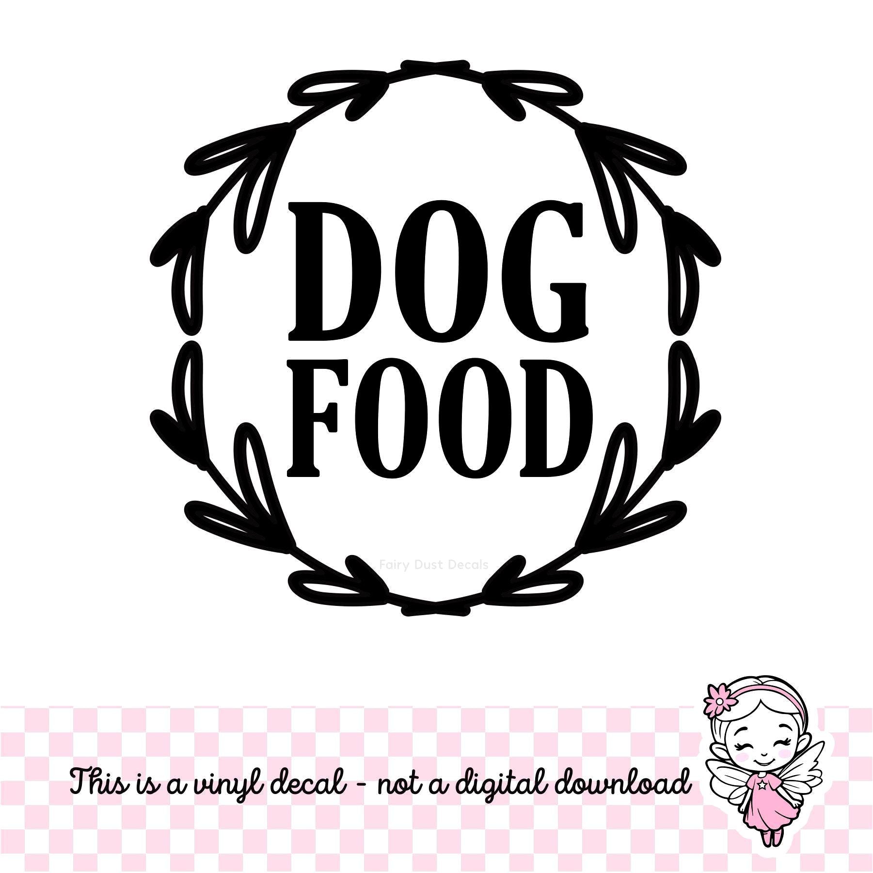 Dog food decal with wreath detail