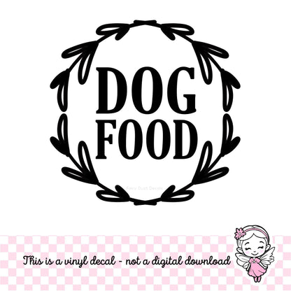 Dog food decal with wreath detail