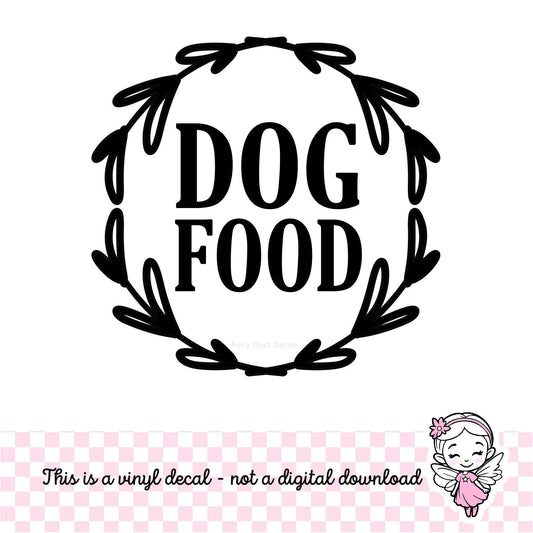 Dog food decal with wreath detail