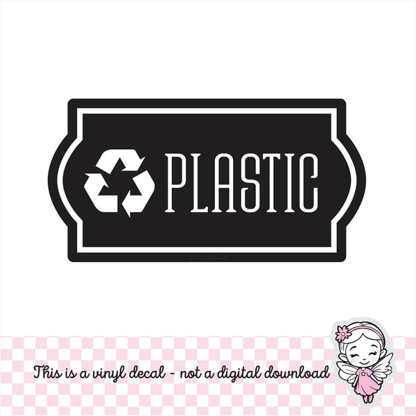 Plastic Recycle Decal, computer cut recycling labels, trash recycle plastic glass paper metal bottles, recycling tote decals, PLASTIC