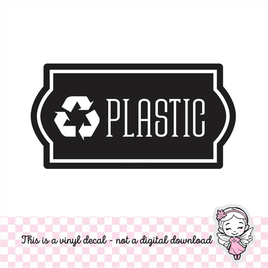 Plastic Recycle Decal, computer cut recycling labels, trash recycle plastic glass paper metal bottles, recycling tote decals, PLASTIC