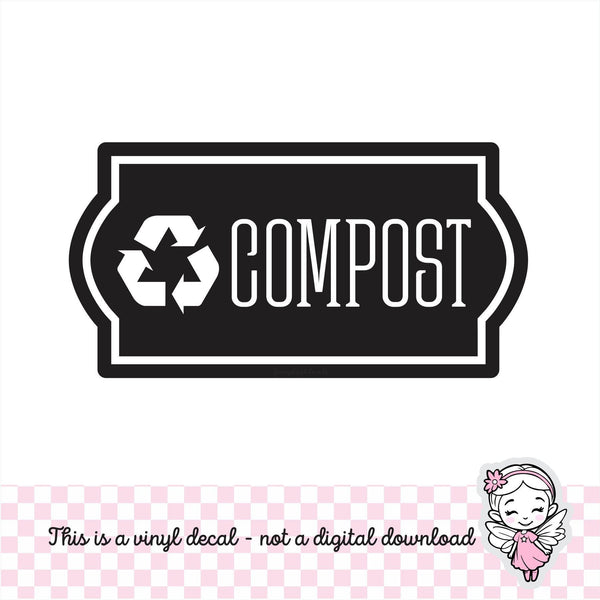 Compost Recycle Decal, computer cut recycling labels, trash recycle plastic glass paper metal bottles, recycling tote decals, food waste