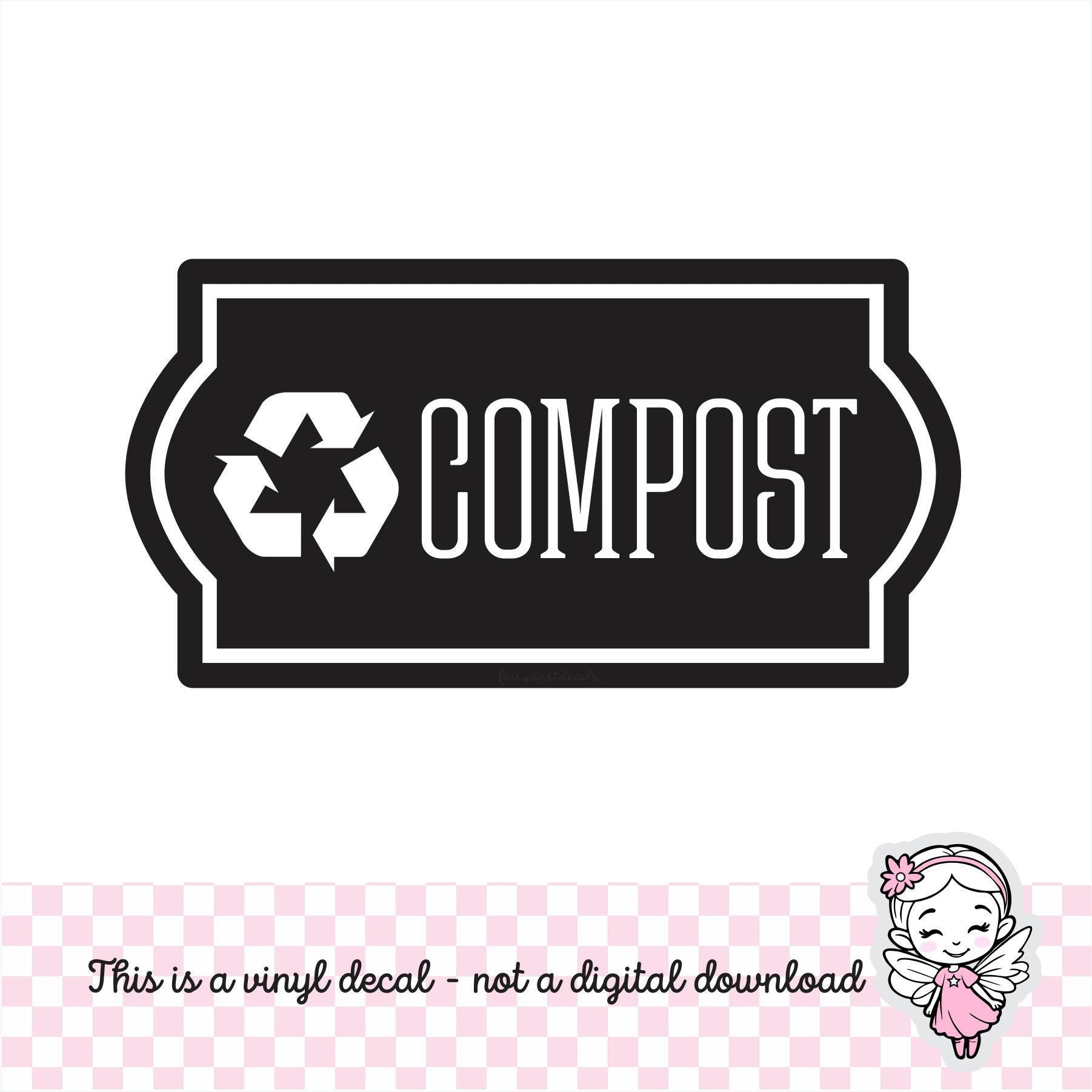 Compost Recycle Decal, computer cut recycling labels, trash recycle plastic glass paper metal bottles, recycling tote decals, food waste
