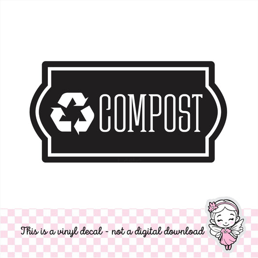 Compost Recycle Decal, computer cut recycling labels, trash recycle plastic glass paper metal bottles, recycling tote decals, food waste