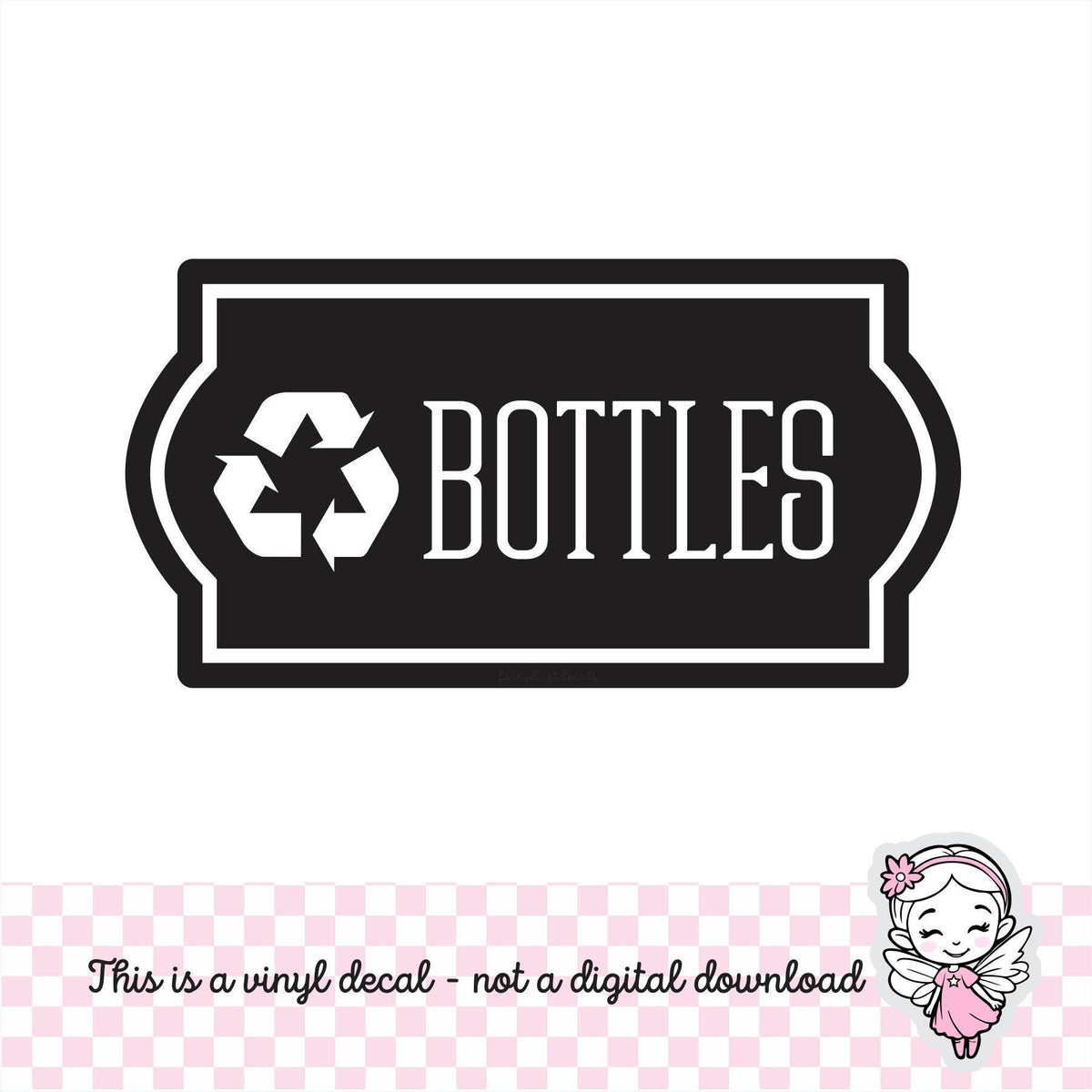 Bottles Recycle Decal, computer cut recycling labels, trash recycle plastic glass paper metal bottles, recycling tote decals, BOTTLES