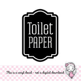 Toilet Paper Decal, computer cut vinyl sticker, bathroom and restroom organization, container label for home pantry, DECAL ONLY