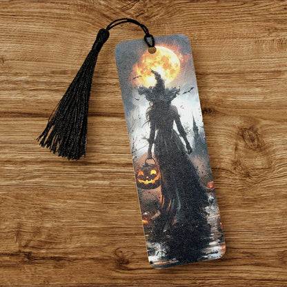 double sided halloween bookmark with tassel