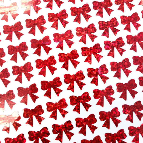 Red bow glitter stickers