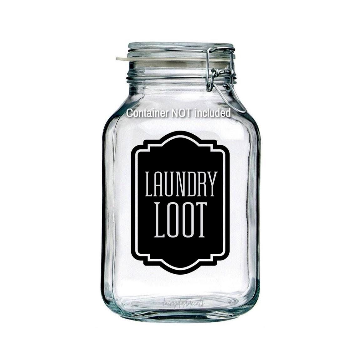 Laundry Decal, loose spare change loot, computer cut vinyl sticker, laundry organizer, container label for home, DECAL ONLY