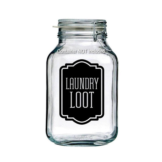 Laundry Decal, loose spare change loot, computer cut vinyl sticker, laundry organizer, container label for home, DECAL ONLY