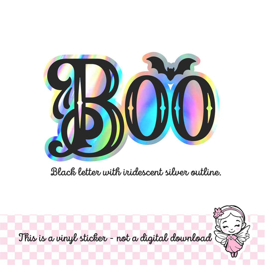 Boo Halloween Sticker, waterproof peel and stick vinyl sticker for tumblers, spooky season decor
