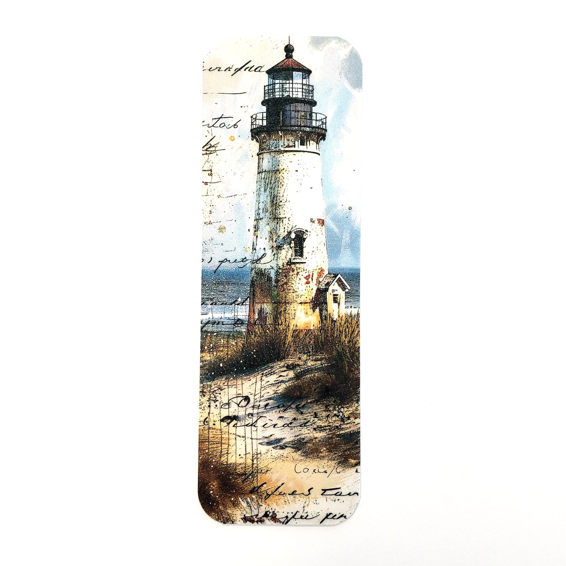 New England Lighthouse Bookmark, Coastal Decor, Gift under 10, Seaside Landscape, Summer Beach Vacation Gift for Readers, double sided