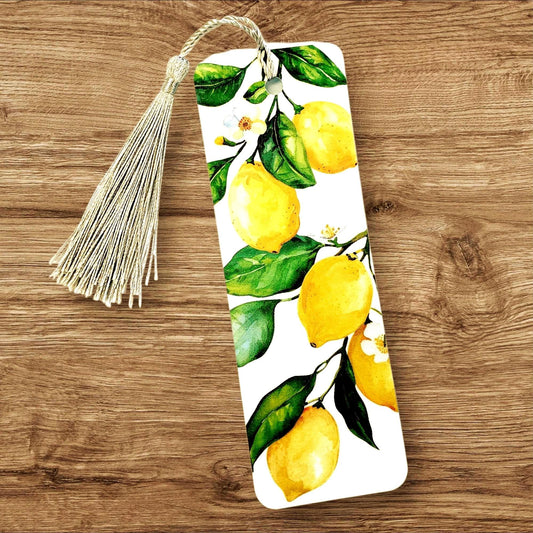 lemon branch printed bookmark with tassel