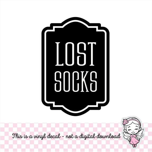 Lost Socks Laundry Decal, computer cut vinyl sticker, laundry organizer, container label for home, DECAL ONLY
