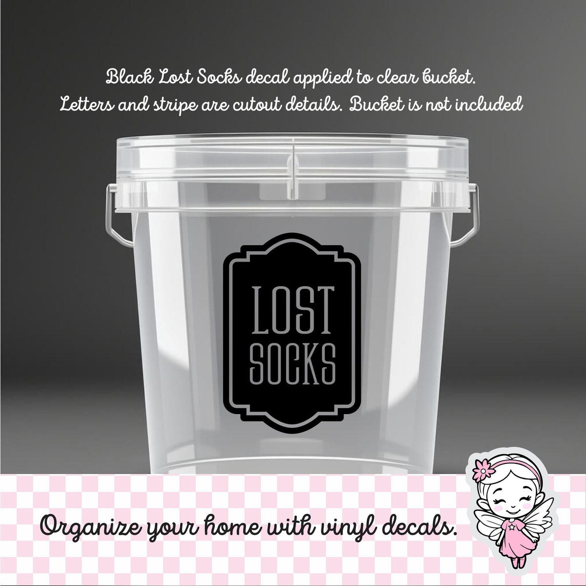 Lost Socks Laundry Decal, computer cut vinyl sticker, laundry organizer, container label for home, DECAL ONLY