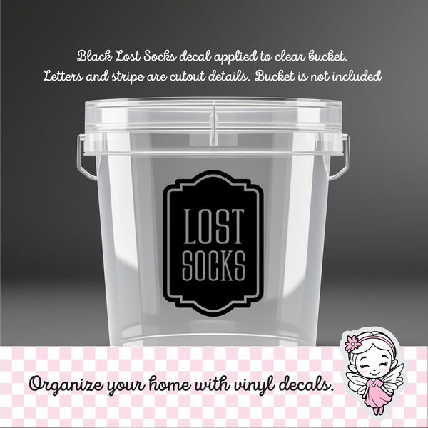 Lost Socks Laundry Decal, computer cut vinyl sticker, laundry organizer, container label for home, DECAL ONLY