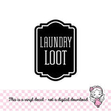 Laundry Decal, loose spare change loot, computer cut vinyl sticker, laundry organizer, container label for home, DECAL ONLY
