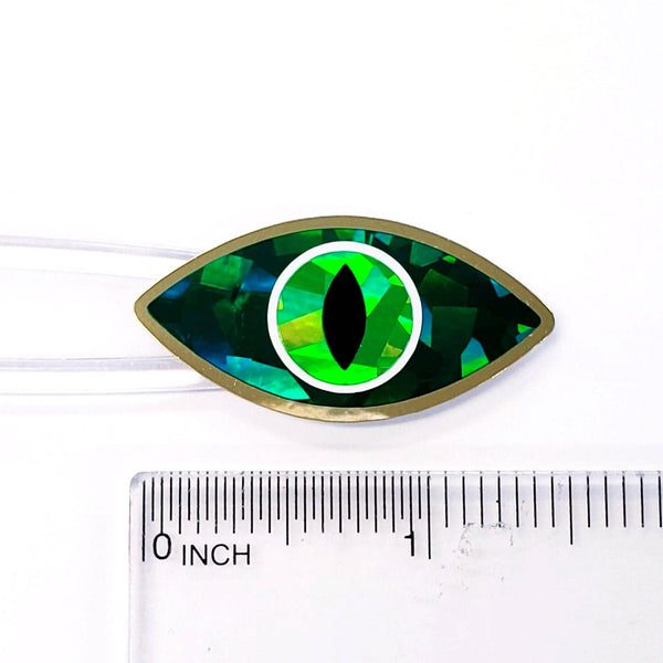 Green Dragon Eye Stickers, Set of 20 Peel and Stick Sparkly Reptile Eyes with Gold Border, fantasy book reader gift, snake eyes for crafts.