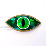 Green Dragon Eye Stickers, Set of 20 Peel and Stick Sparkly Reptile Eyes with Gold Border, fantasy book reader gift, snake eyes for crafts.