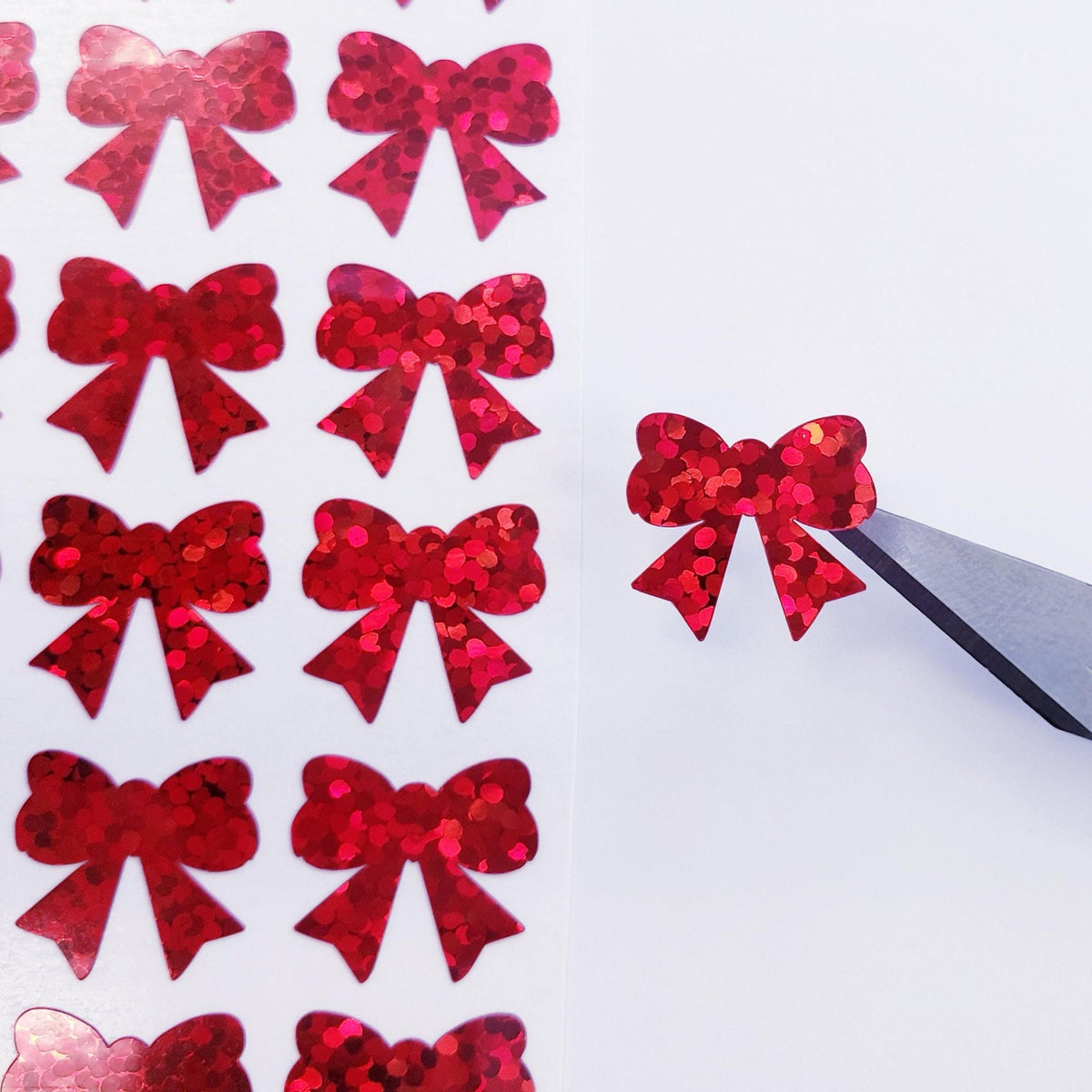 Sticker Red Printable Ribbon Red Bow Stickers, set of 96 small sparkly ribbons – Fairy Dust Decals