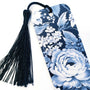 Blue and White Floral Toile Printed Bookmark with tassel