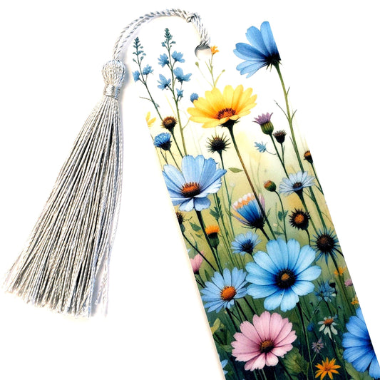 Wildflowers Bookmark with tassel, double-sided
