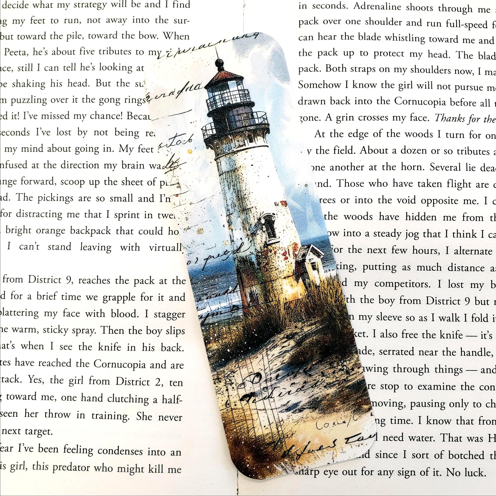 New England Lighthouse Bookmark, Coastal Decor, Gift under 10, Seaside Landscape, Summer Beach Vacation Gift for Readers, double sided