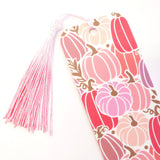 Pink Pumpkin Bookmark, double-sided full color printed and laminated bookmark