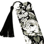 Black and White Floral Rose Printed Bookmark with tassel.