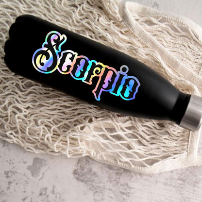 Scorpio Sticker, black and holographic silver vinyl decal, horoscope zodiac sticker, witchy aesthetic, laptop or water bottle sticker.