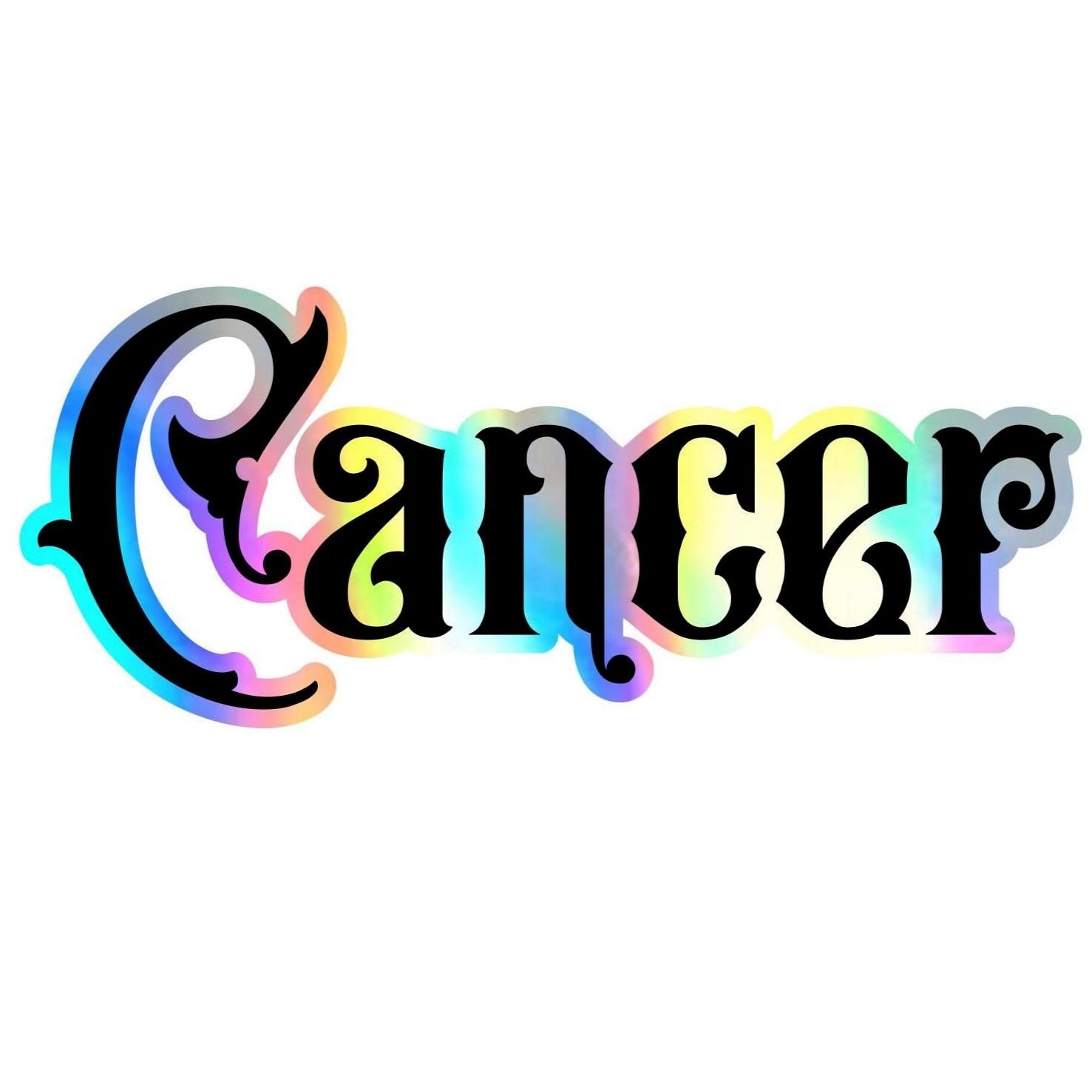 Cancer Sticker, black and holographic silver vinyl decal, July horoscope zodiac sticker, witchy vibe, laptop or water bottle sticker