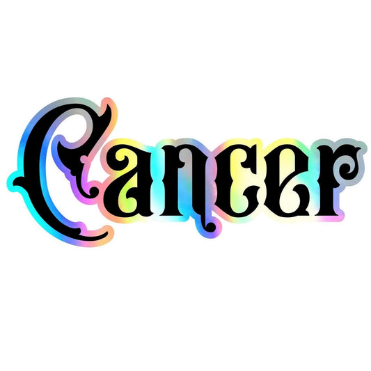 Cancer Sticker, black and holographic silver vinyl decal, July horoscope zodiac sticker, witchy vibe, laptop or water bottle sticker