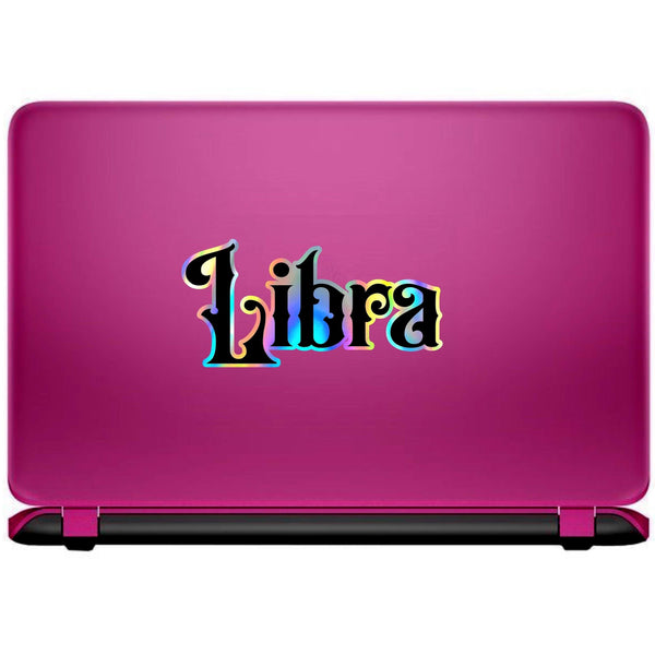 Libra Sticker, black and holographic silver vinyl decal, October horoscope zodiac sticker, witchy vibe, laptop or water bottle sticker
