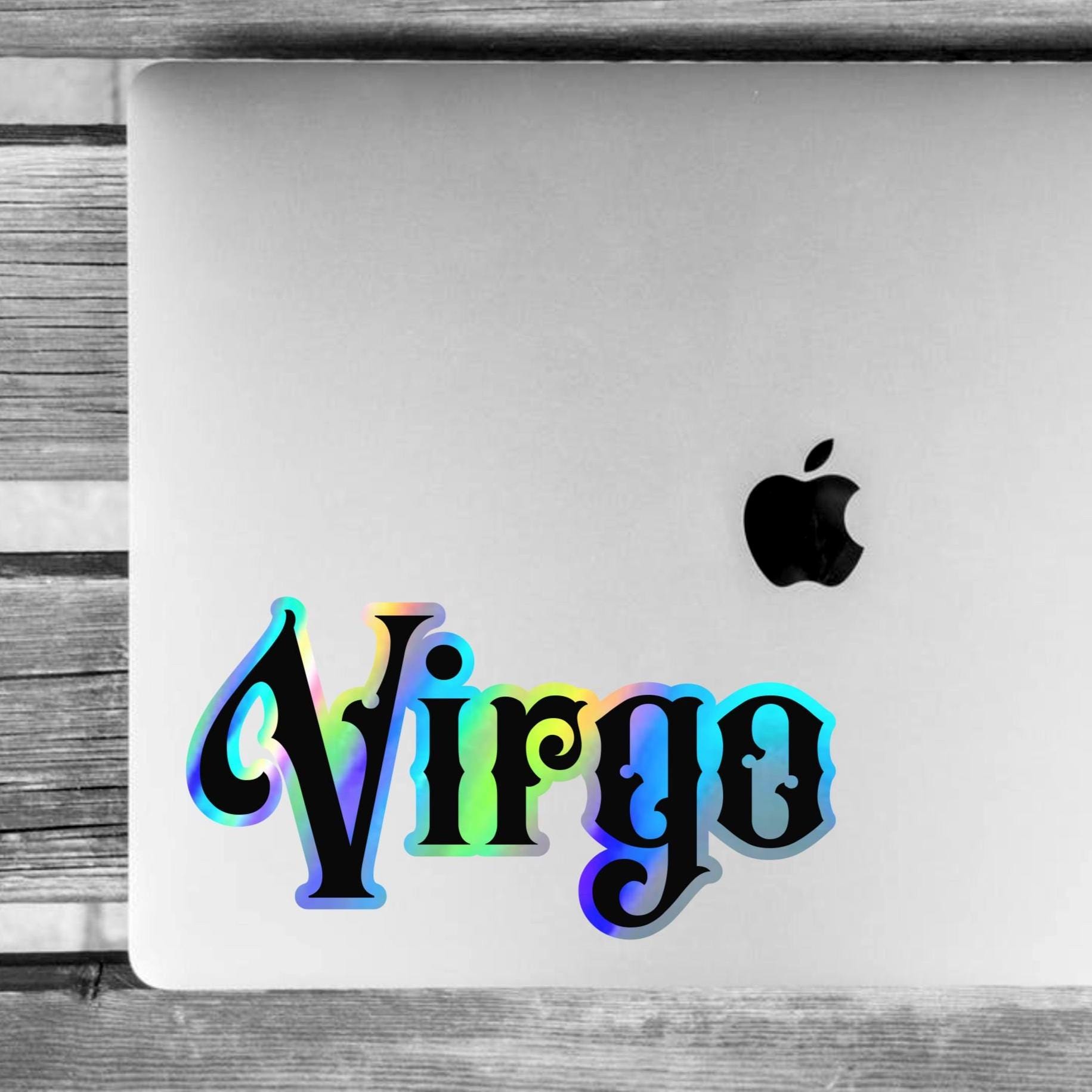 Virgo Sticker, black and holographic silver vinyl decal, September birthday horoscope zodiac sticker, witchy stickers