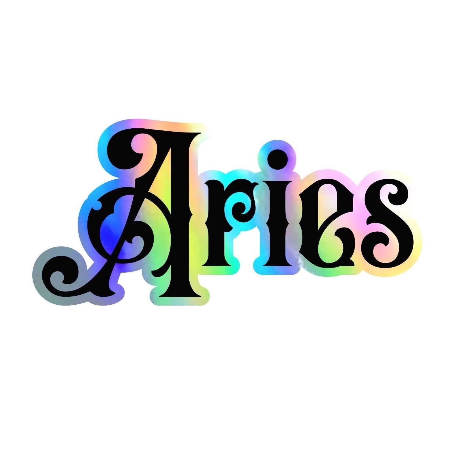 Aries Sticker, black and holographic silver vinyl decal, April horoscope zodiac sticker, witchy vibe, laptop or water bottle sticker