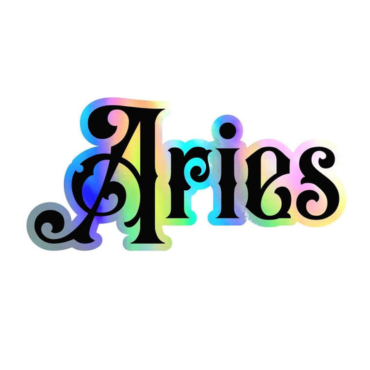 Aries Sticker, black and holographic silver vinyl decal, April horoscope zodiac sticker, witchy vibe, laptop or water bottle sticker