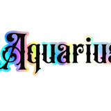 Aquarius Sticker, black and holographic silver vinyl decal, February horoscope zodiac sticker, witchy vibe, laptop or water bottle sticker