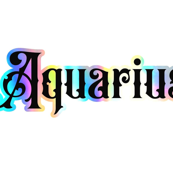 Aquarius Sticker, black and holographic silver vinyl decal, February horoscope zodiac sticker, witchy vibe, laptop or water bottle sticker