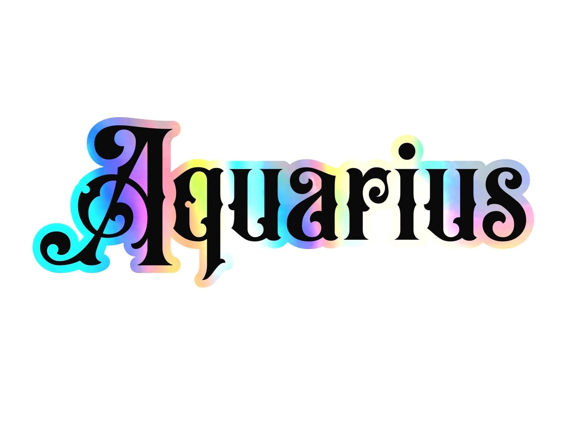 Aquarius Sticker, black and holographic silver vinyl decal, February horoscope zodiac sticker, witchy vibe, laptop or water bottle sticker