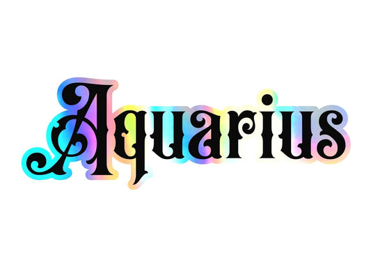 Aquarius Sticker, black and holographic silver vinyl decal, February horoscope zodiac sticker, witchy vibe, laptop or water bottle sticker