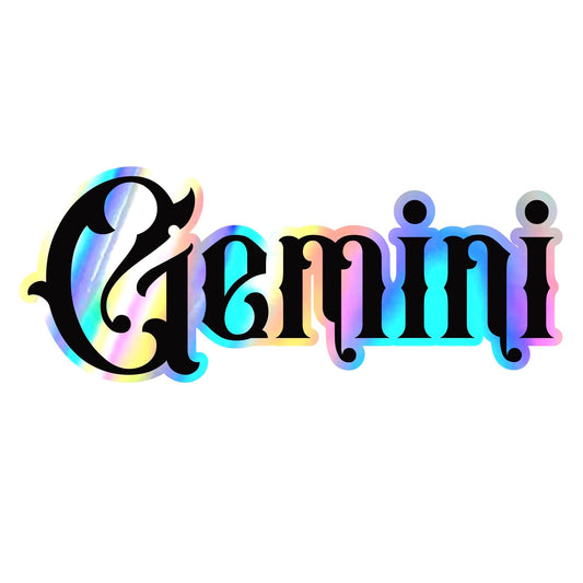 Gemini Sticker, black and holographic silver vinyl decal, June horoscope zodiac sticker, witchy vibe, laptop or water bottle sticker