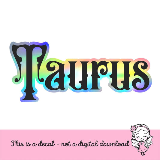 Taurus Sticker, black and holographic silver vinyl decal, May horoscope zodiac sticker, witchy vibe, laptop or water bottle sticker