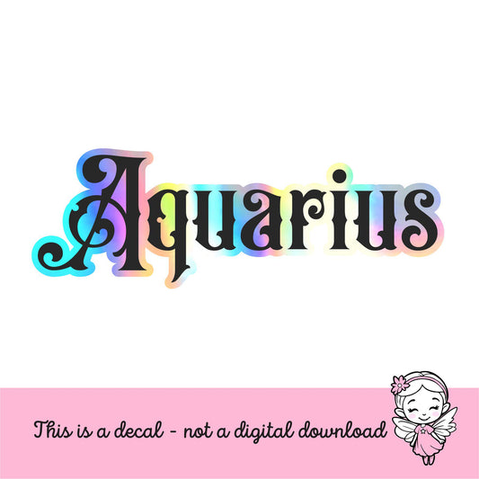 Aquarius Sticker, black and holographic silver vinyl decal, February horoscope zodiac sticker, witchy vibe, laptop or water bottle sticker