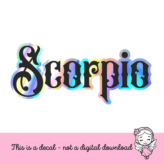 Scorpio Sticker, black and holographic silver vinyl decal, horoscope zodiac sticker, witchy aesthetic, laptop or water bottle sticker.