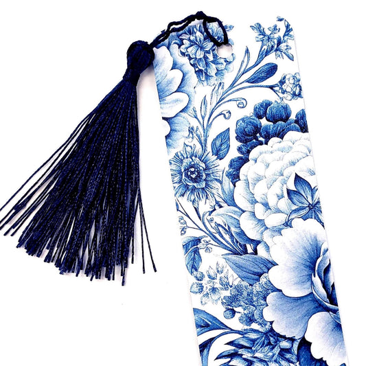 Blue Floral Toile Bookmark