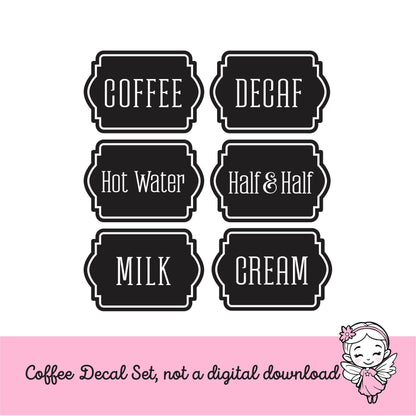 Coffee Decals, Set of 6 for carafes