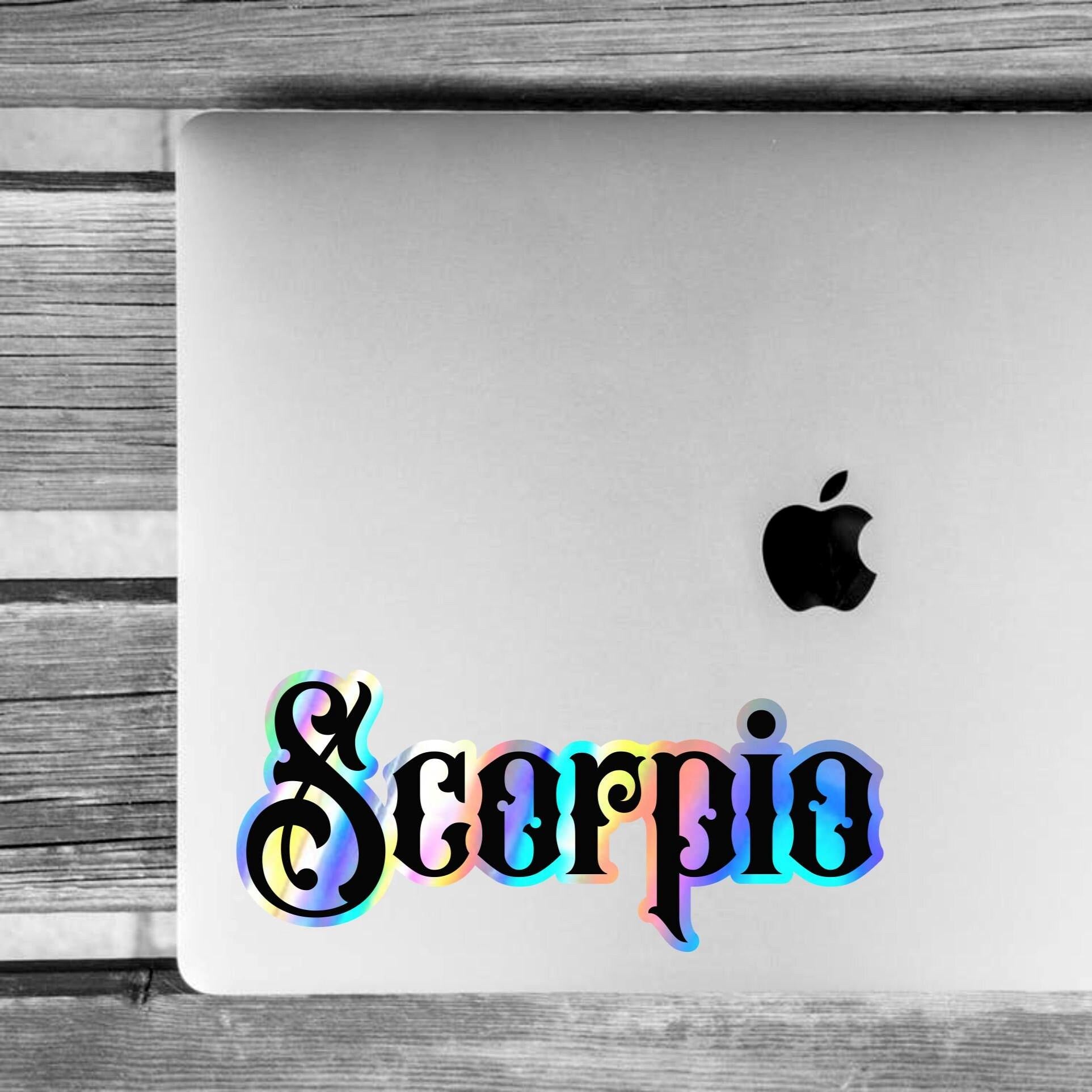 Scorpio Sticker, black and holographic silver vinyl decal, horoscope zodiac sticker, witchy aesthetic, laptop or water bottle sticker.